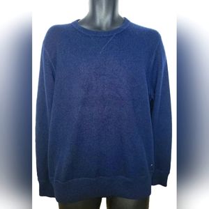 Nautica 100% Cashmere Sweater Blue Mens L Elbows Reinforced Excellent!